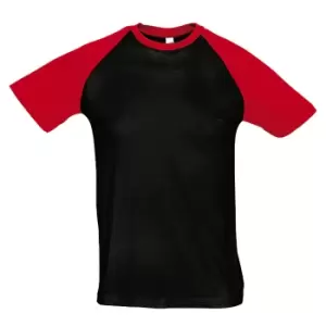 Image of SOLS Mens Funky Contrast Short Sleeve T-Shirt (S) (Black/Red)