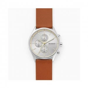 Image of Skagen Silver And Brown 'Holst' Chronograph Classical Watch - SKW6607