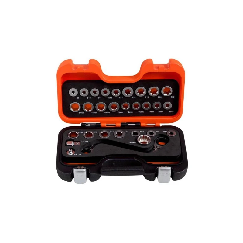 Image of Bahco 29 Piece S Type Ratchet Ring Wrench Socket Set 1320SRM/S29