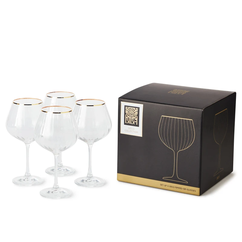 Image of Biba Biba Deco Gin Glass Set of 4 - Clear Clear One Size