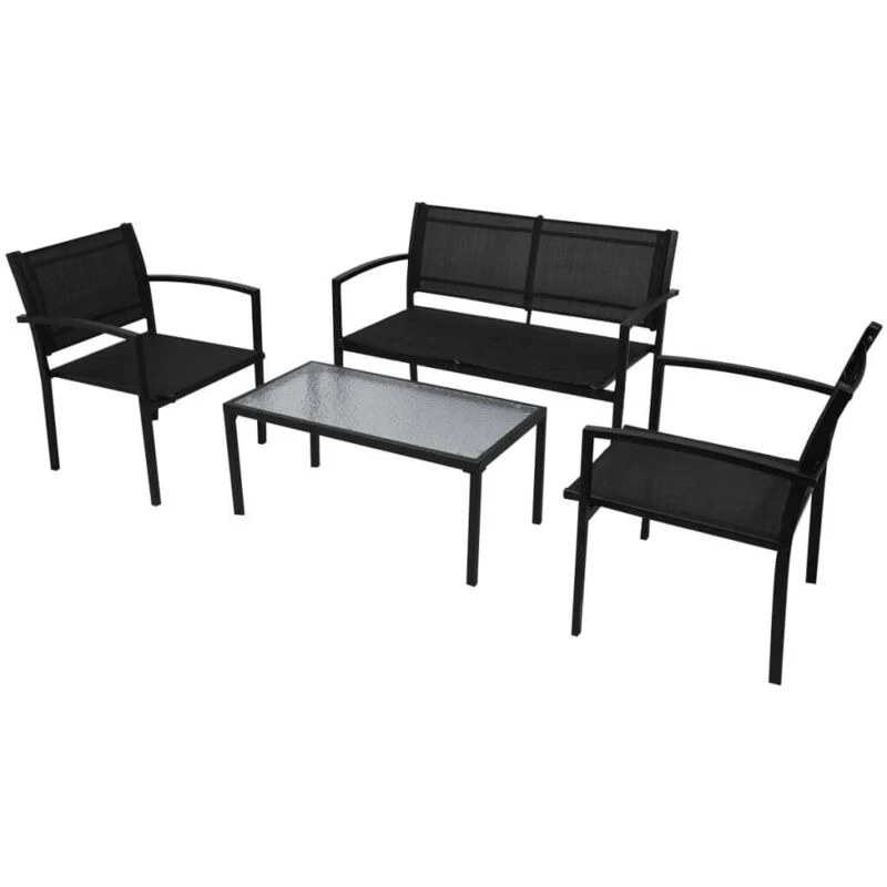 Image of VIDAXL 4 Piece Garden Lounge Set Textilene Black Vidaxl 42162