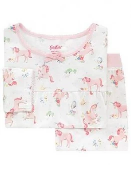 Image of Cath Kidston Girls Unicorn Jersey Pyjama And Bag Set - Oyster