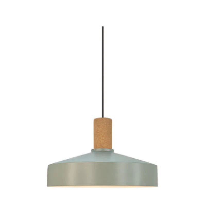 Image of Nordlux Elvas Indoor Pendant Light Green Metal E27 Cork Shade Topper - Mains Powered, IP20 Green Unisex