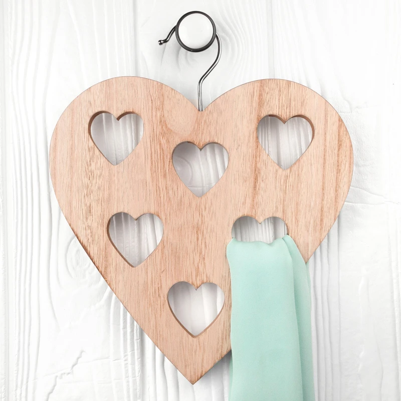 Image of Treat Republic Wooden Heart Scarf Holder Brown