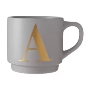 Image of Grey Porcelain A Alphabet Mug