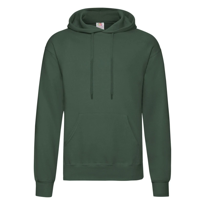 Image of Fruit of the Loom Mens Classic Hooded Sweatshirt in Bottle Green Size: Small Bottle Green Male S