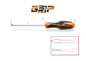 Image of Beta Tools 1264 Beta GRIP Slotted/Flat Screwdriver for Headless Screws 4 x100mm