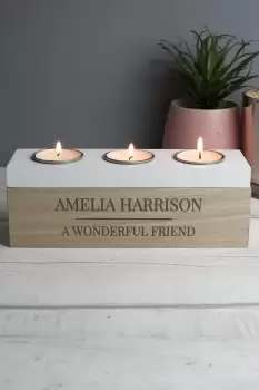 Image of Personalised Classic Triple Tea Light Box