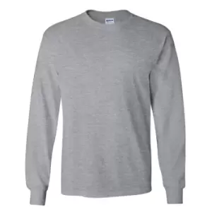Image of Gildan Mens Plain Crew Neck Ultra Cotton Long Sleeve T-Shirt (L) (Sport Grey)