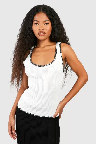 Image of Blanket Stitch Rib Knitted Tank
