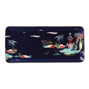 Image of Wedgwood Wonderlust Blue Pagoda Sandwich Tray34Cm Blue