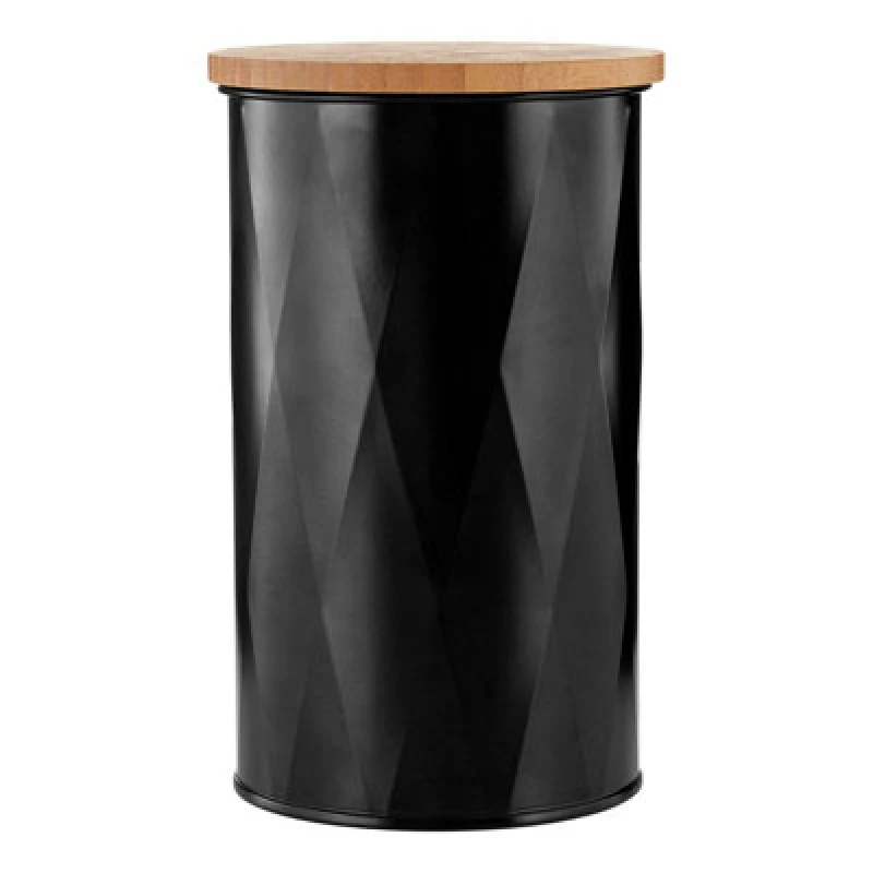 Image of Premier Housewares Maison by Premier Rhombus Black Metal Medium Round Storage Canister Black