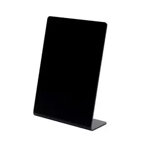 Image of Deflecto Slanted Display Sign Acrylic A6 Portrait Black SSPA614-2