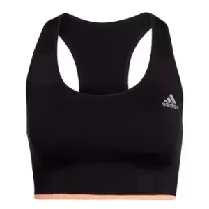 Image of adidas Running Medium-Support Seamless Merino Wool Bra Wo - Black / Beam Orange
