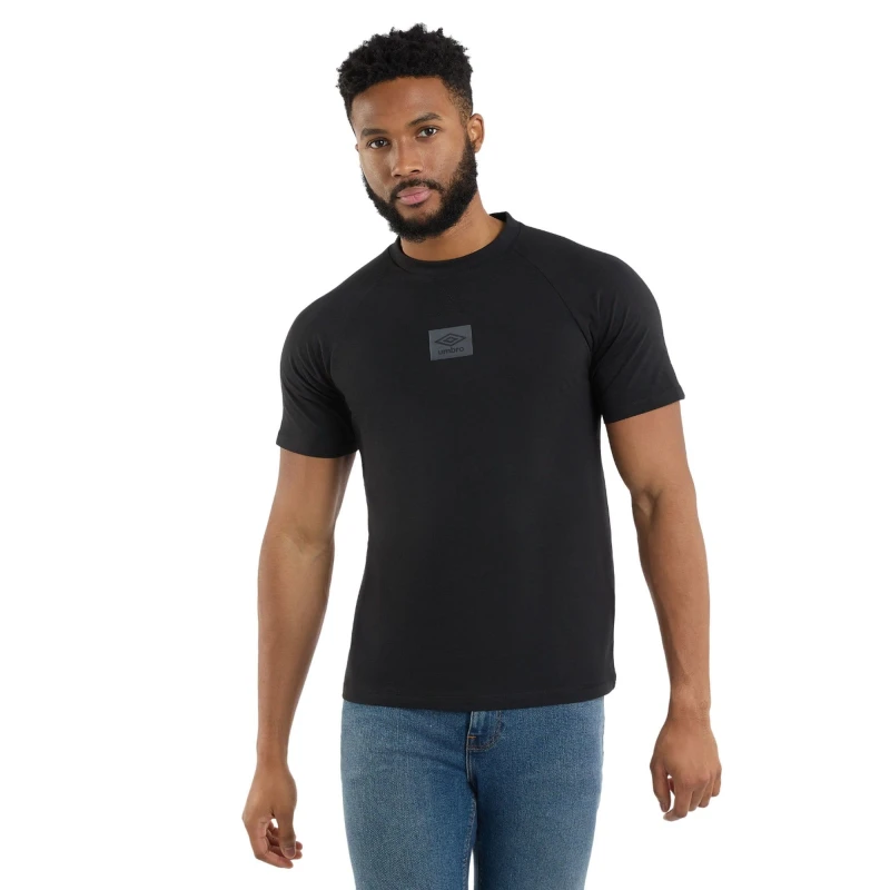 Image of Umbro Umbro Men Layered Box Logo T-Shirt in Black Size: Small Black S Male 5063470856558