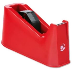Image of 5 Star Office Tape Dispenser Desktop Weighted Non-slip Roll Capacity 25mm Width 66m Length Red