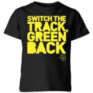 Image of Danger Mouse Switch The Track Green Back Kids T-Shirt - Black - 5-6 Years