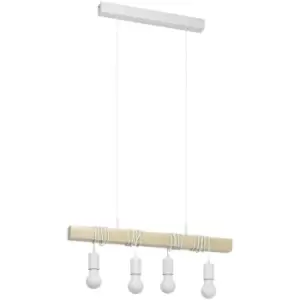 Image of Eglo Townshend 4 Lamp Straight Bar Pendant Ceiling Light White