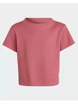 Image of adidas Lounge Waffle Knit Loose T-Shirt, Pink, Size 7-8 Years