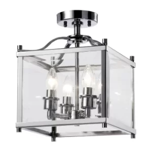 Image of Aston Semi Flush Ceiling 4 Light Polished Chrome, Glass