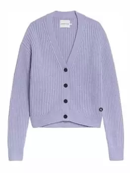 Image of Calvin Klein Jeans Girls Super Soft Cardigan - Lavender, Lavender, Size Age: 14 Years, Women