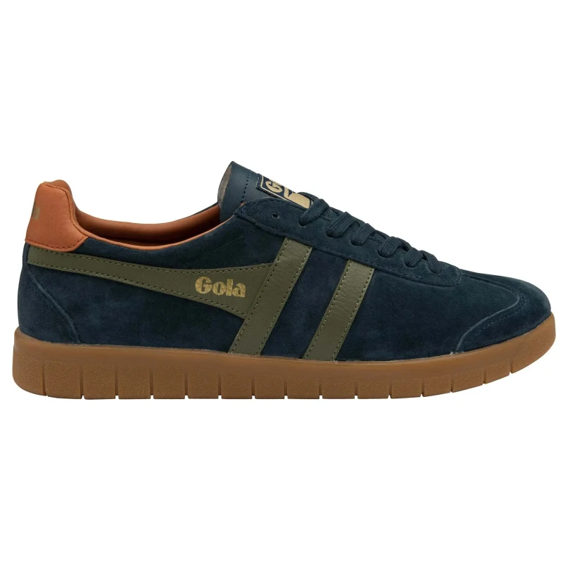 Image of Gola 'Hurricane Suede' Suede Lace-Up Trainers Navy