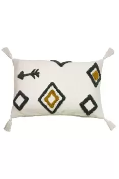 Image of Inka Tufted Cotton Tasselled Cushion