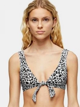 Image of Topshop Animal Spot Tie Triangle Bikini Top - Mono