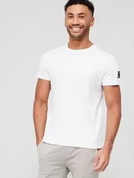 Image of Tommy Hilfiger Recycled Cotton Sleeve Badge T-Shirt - White, Size L, Men