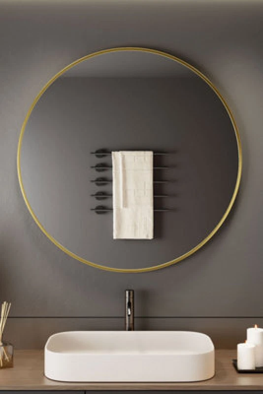 Image of Neo Gold Round Metal Frame Wall Mirror