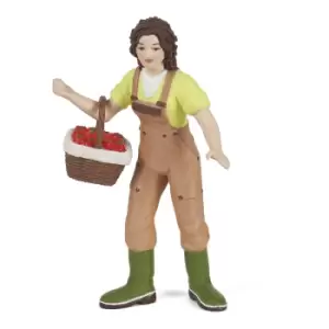 Image of Papo Farmyard Friends Woman Farmer with Basket Toy Figure, 3 Years...