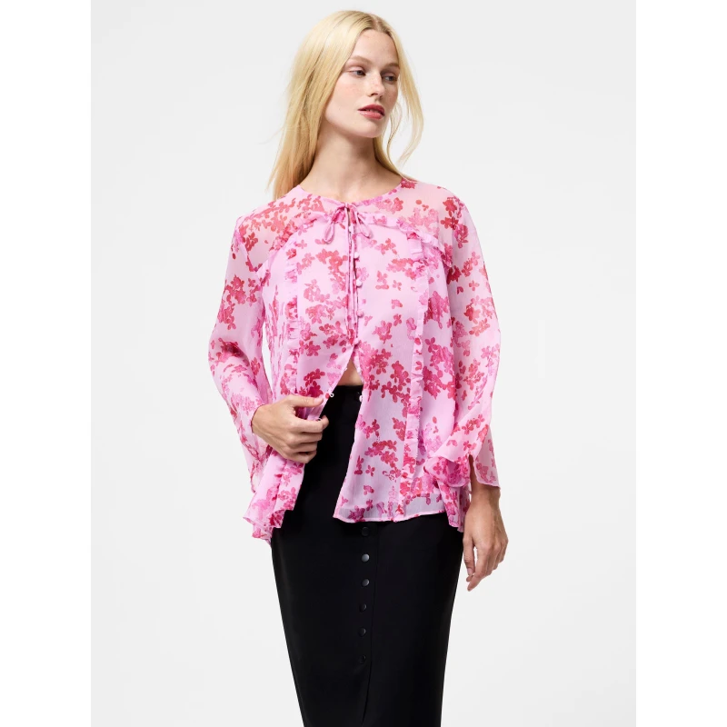 Image of French Connection Womens Isla Long-Sleeve Blouse Pink female 8 (XS)