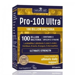 Image of Natures Aid Pro-100 Ultra 100 Billion Bacteria Ultimate Strength - 30 Capsules