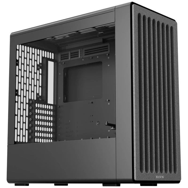 Image of HAVN BF 360 Premium Mid Tower ATX PC Case, Tempered Glass, High-Airflow Mesh Front - Black