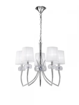 Image of Ceiling Pendant 5 Light E14, Polished Chrome with White Shades
