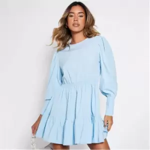 Image of I Saw It First Woven Puff Sleeve Mini Dress - Blue