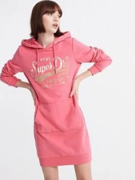 Image of Superdry Core Graphic Sweat Dress - Pink, Size 6, Women