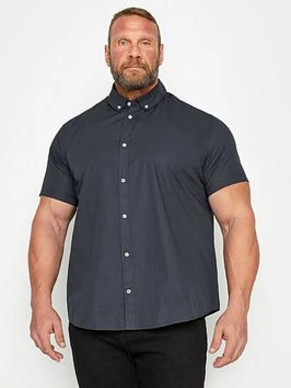 Image of BadRhino BadRhino Men Poplin Shirt in Mid Navy Size: 7-8X-Large Mid Navy 7-8XL Male 5063110817468