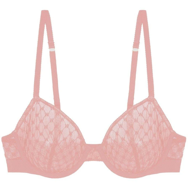 Image of Wolford Logo Lace Underwire Bra Pink female 34A