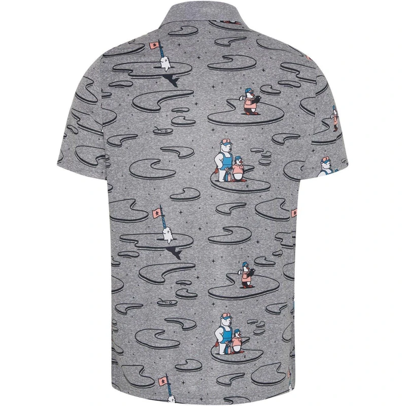 Image of Original Penguin All Over Print Short Sleeve Golf Shirt Mens - Grey Grey S