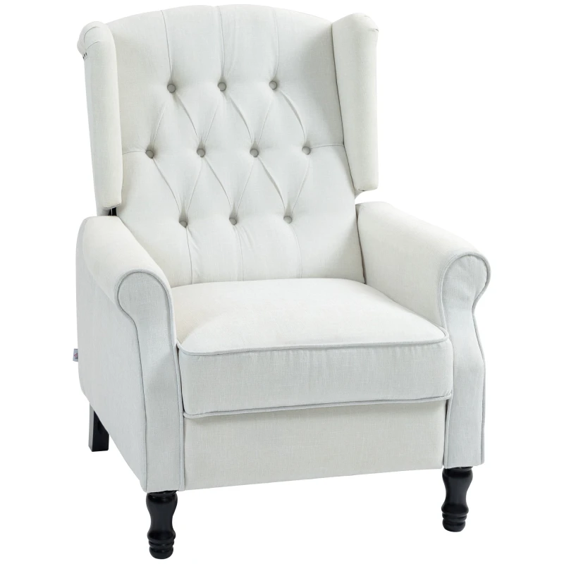 Image of HOMCOM Manual Cream White Reclining Armchair Recliner with Footrest - Cream TJ Hughes 5056725588236