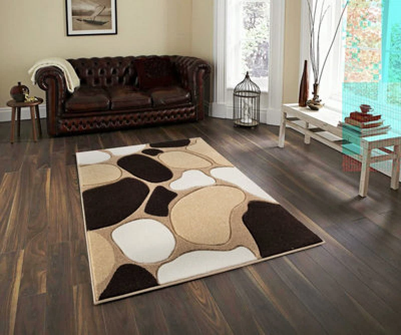 Image of Smart Living Smart Living Modern Hand Carved Multicolour Soft Thick Area Rug - Stone in Brown Size: 200cm x 290cm Brown 200cm x 290cm Unisex 1000000