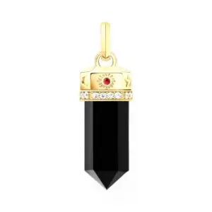 Image of THOMAS SABO Gold Plated Cosmic Symbols Onyx Hexagon Pendant