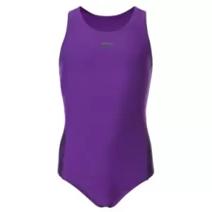 Image of Slazenger Splice Racer Back Swimsuit Junior Girls - Purple