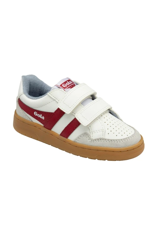 Image of Gola Classics 'Eagle Strap' Kids Strap Trainers in White Size: 2 White Unisex 2