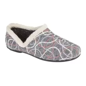 Image of Sleepers Womens/Ladies Karen Knitted Patterned V Sided Slippers (5 UK) (Grey)