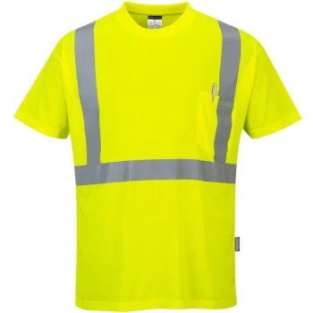 Image of Portwest - S190YERXXXL - sz 3XL Hi-Vis Pocket T-Shirt - Yellow