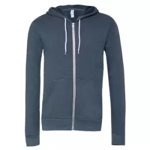 Image of Canvas Unixex Zip-up Polycotton Fleece Hooded Sweatshirt / Hoodie (S) (Heather Navy)