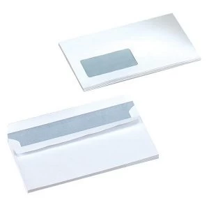 Image of 5 Star Office DL 90gm2 Self Seal Window Envelopes White Pack 500