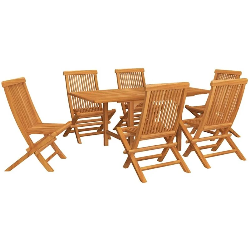 Image of VIDAXL 7 Piece Garden Dining Set Solid Teak Wood Vidaxl 8720286227305